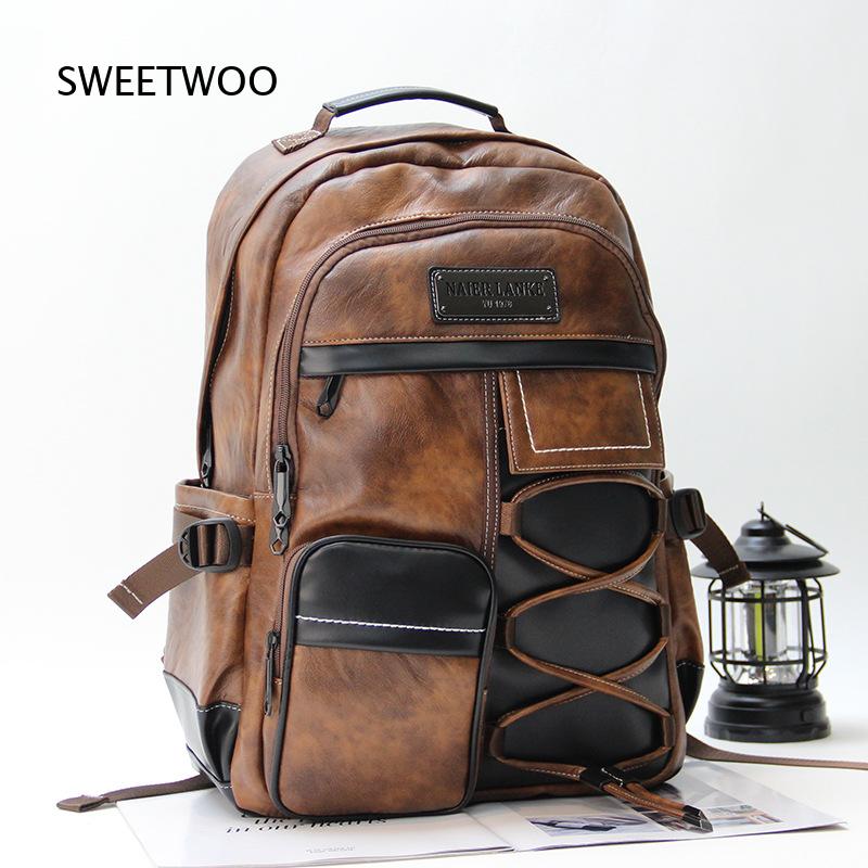 Herren-Rucksack in Braun mit F – Leather Backpack Vintage Bewertung und Preis