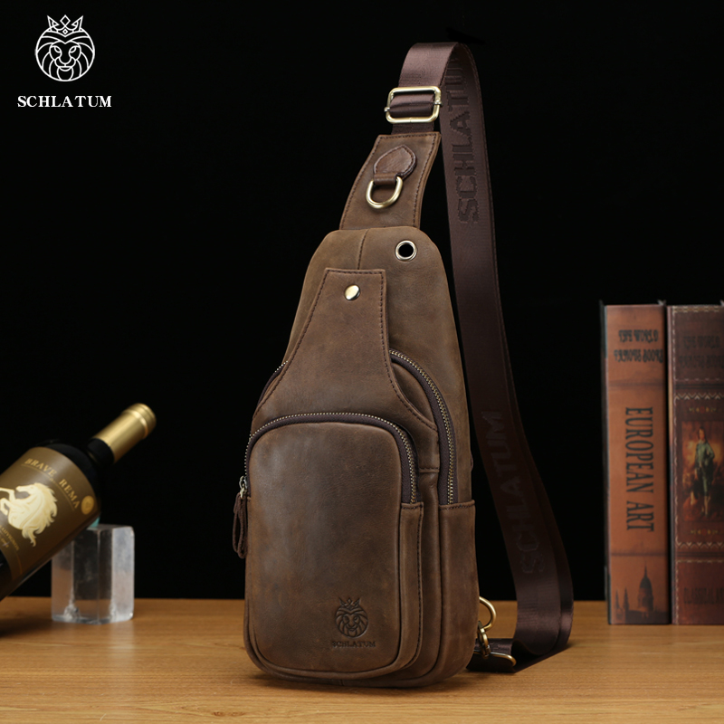 SCHLATUM Brusttasche aus 100 % – Leather Backpack Vintage Bewertung und Preis